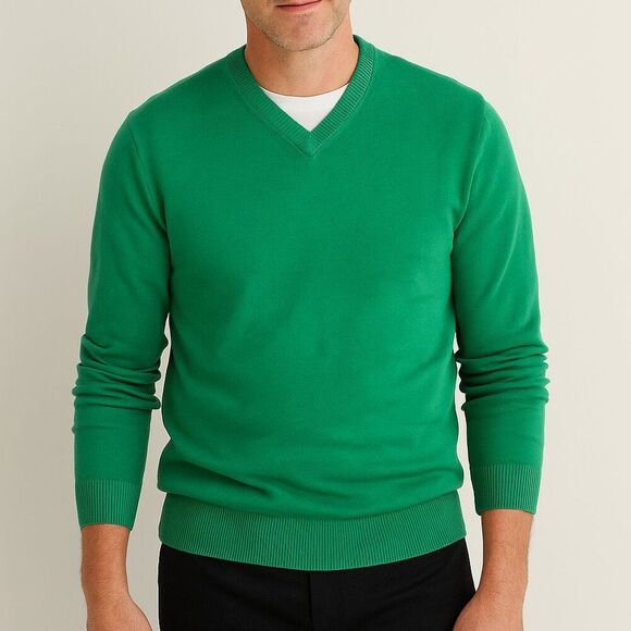 Banana Republic Green V-Neck Cashmere Blend Sweater Size Medium - Picture 1 of 7